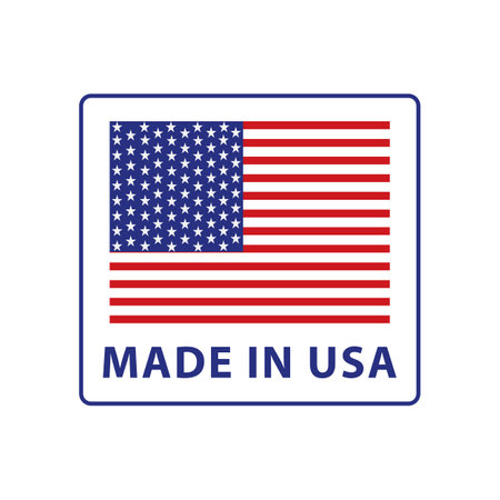 Made in USA label on white background. Vector illustration. American flag.のイラスト素材