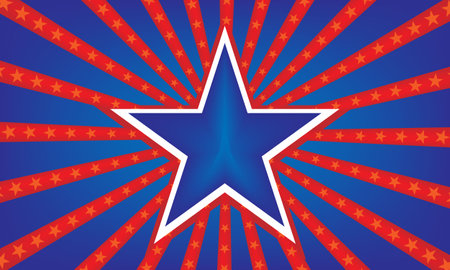 American star on a blue background. Vector illustration.の写真素材