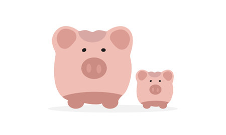 Piggy bank. Vector illustration in flat style on white background.のイラスト素材
