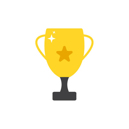 Trophy cup icon in flat color style. Winner competition prize successのイラスト素材