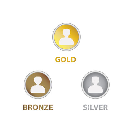 Gold, silver, bronze and bronze icons set. Vector illustration.のイラスト素材