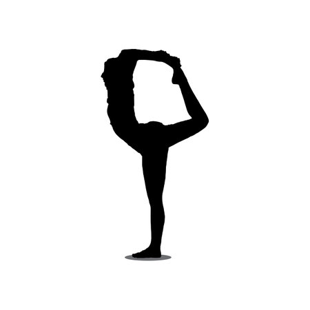 Silhouette of a woman practicing yoga on a white background.のイラスト素材