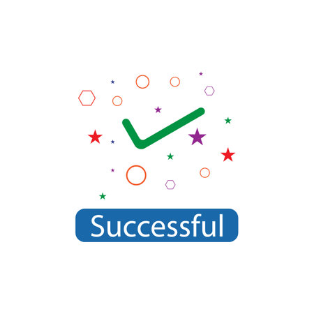 Successful check mark icon on white background. Vector illustrationのイラスト素材