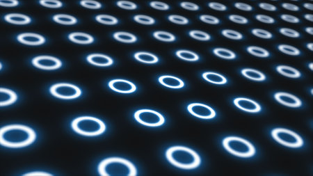 Abstract background with blue circles. 3d rendering. Computer digital drawing.の写真素材