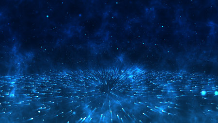 abstract background with blue particles. 3d rendering, 3d illustration.の写真素材