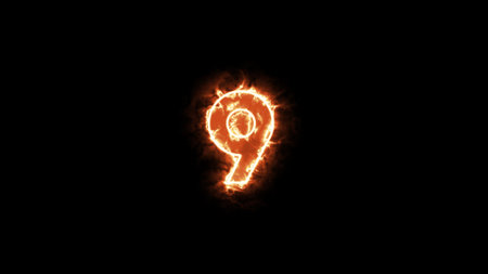 number 9 letter burning or flammableの写真素材