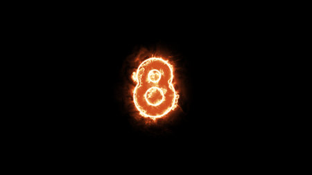 number 8 letter burning or flammableの写真素材