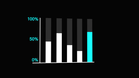 Bar graph. Vector illustration. Bar graph in flat style on black background.の写真素材