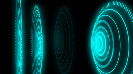 Neon circles abstract background.の写真素材