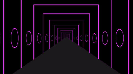 Abstract 3d rendering of an empty corridor with neon lights in the middle.の写真素材