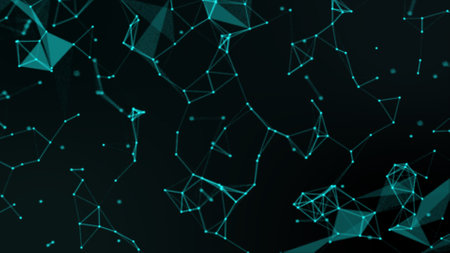 Abstract polygonal space low poly dark background with connecting dots and lines. Connection structure. 3d renderingの写真素材