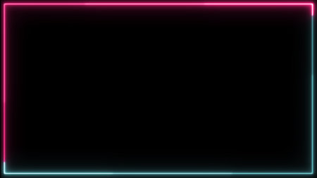 Neon frame on black background with copy space for text.の写真素材