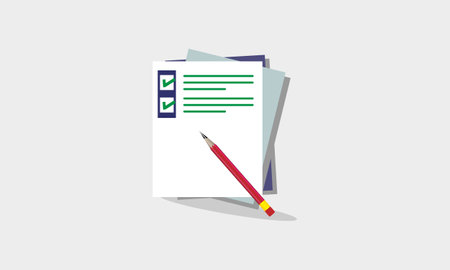Pencil and document file icon. Vector illustration in flat style.のイラスト素材