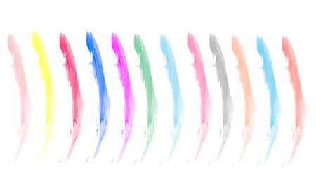 Set of hand drawn brush strokes in pastel colors. Vector illustration.の写真素材