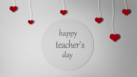 HAPPY teachers day card with heartsの写真素材