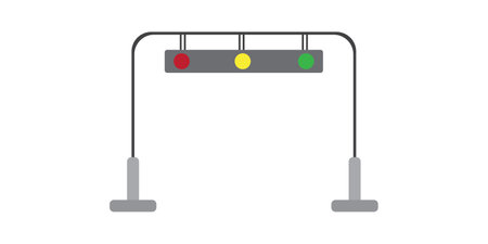 Traffic lights with all three colors isolated on white backgroundのイラスト素材