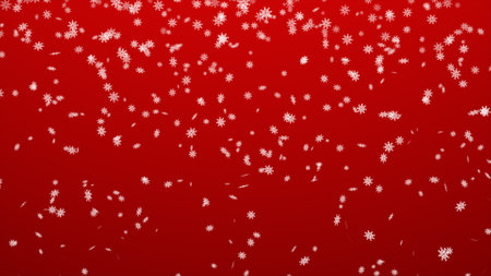 Snowflakes on a red background. Christmas and New Year background.の写真素材