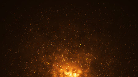 Abstract gold bokeh light on black background. 3d renderingの写真素材