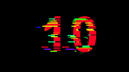 Modern abstract colorful number.Number 10 Glitch Effect Style for Countdown, Poster, Flyer, Bannerのイラスト素材