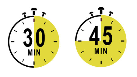 Stopwatch Displays Time Intervals of Thirty and Forty-Five Minutes for Precise Timing Tasks