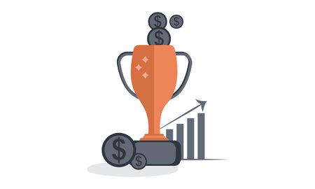 Business Success Trophy With Financial Growth Conceptのイラスト素材