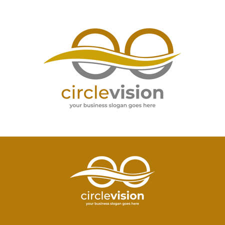 Logo illustration about Eye vision and circle optic symbol vector design.のイラスト素材