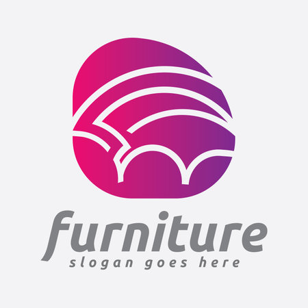 Very unique, stylish and modern logo furniture template. Logo is here presented as a divan sofa or easy chair concept. It can be used in furniture showroom, gallery and home furnitのイラスト素材