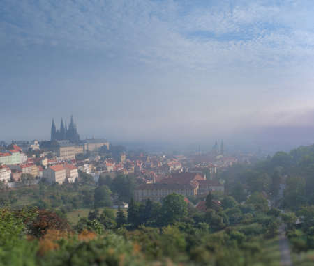 prague castle with the cathedral with a slight tilt shift miniature effectの写真素材