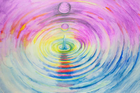 Watercolor Drops and Ripplesの写真素材