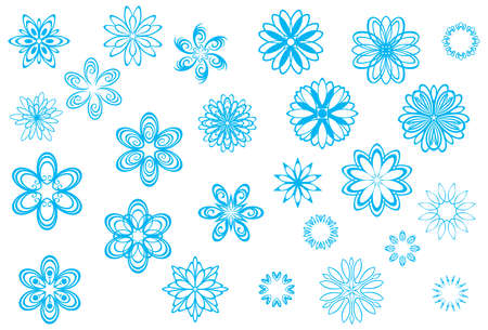 Crystallized, playful snowflakes and snow flowers collection for Christmas in wintertimeのイラスト素材