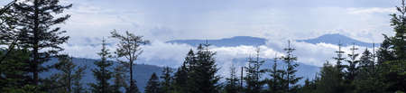 Cloud view of the Great Arber with the radar sites, that is, with 1456 m the highest mountain in the Bavarian Forest, South Germanyの写真素材