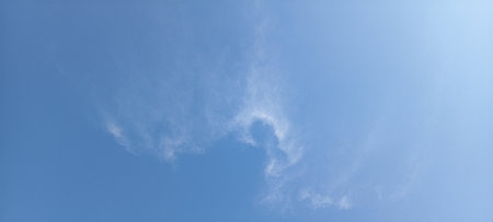 Blue sky with white clouds. Panoramic image of blue sky with white clouds.の写真素材