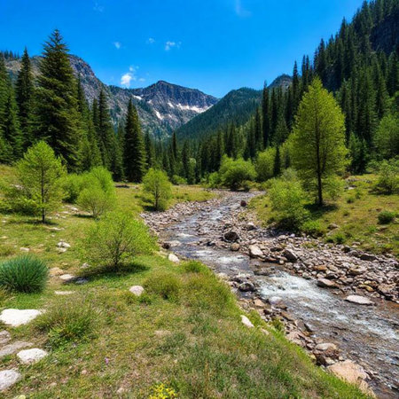 Mountain river in the Tien Shan mountains, Kyrgyzstanの素材