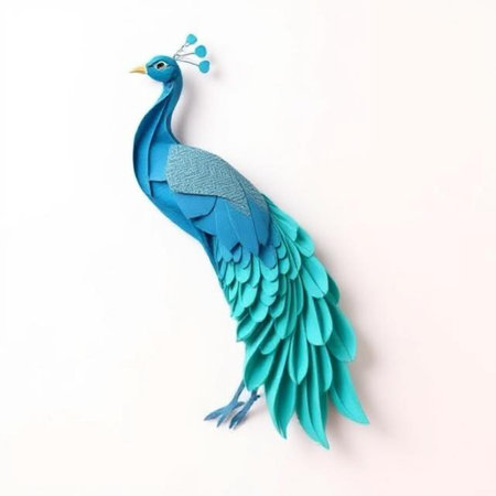 Blue peacock isolated on a white background. Decorative bird.の素材