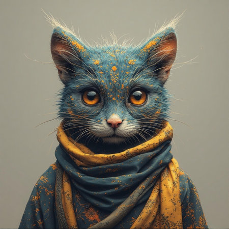 Portrait of a cat in a scarf. Studio shot. Toned.の素材