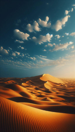 Desert sand dunes at sunset, Abu Dhabi, United Arab Emiratesの素材
