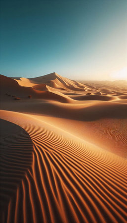 Sand dunes in the Sahara desert, Morocco. Africa. Sunset.の素材