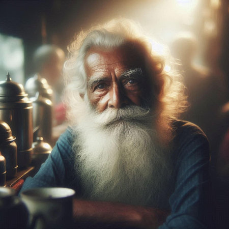 Portrait of an old man in the city of Jaipurの素材