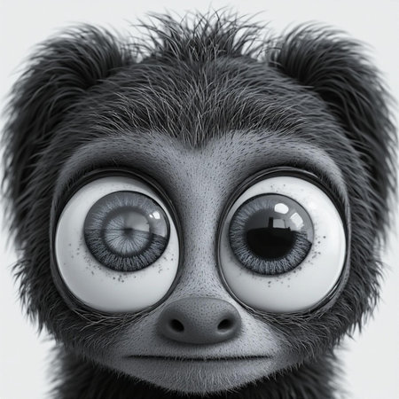 Portrait of a funny monkey with big eyes on a white backgroundの素材