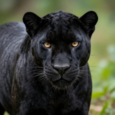 Close-up of a black leopard (Panthera leo)の素材