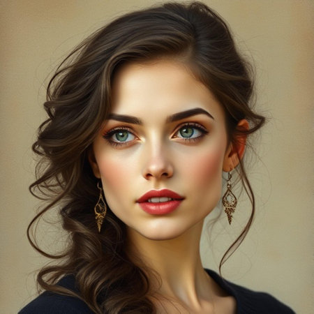 Portrait of beautiful young woman with evening make-up and hairstyleの素材