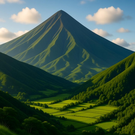 Mt. Fuji in spring, Japan. 3D rendering.の素材