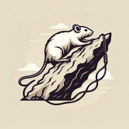 Polar bear climbing on a log. Vector illustration of cartoon animal.の素材