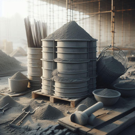 Pile of sand on construction site. Construction industry. Selective focus.の素材