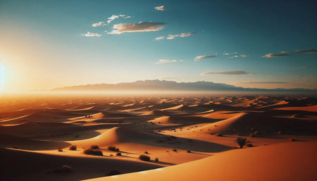 Sand dunes in the Sahara desert, Morocco. Africa. Sunsetの素材