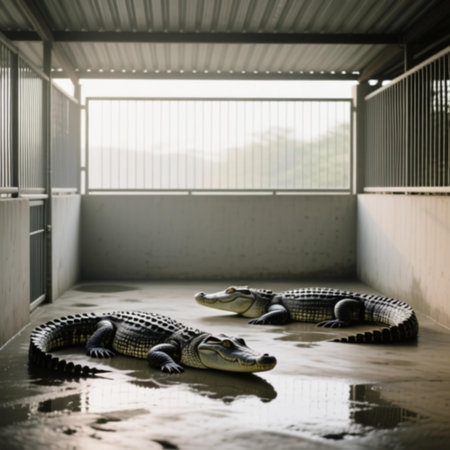 Crocodile farm in Thailand,Thailand,Asia.の素材