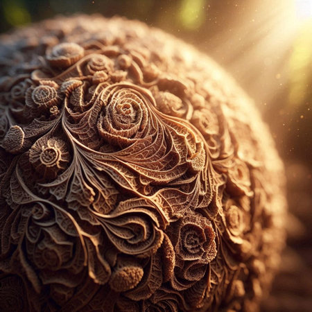 Closeup of an ornamental plant in the garden with sun raysの素材