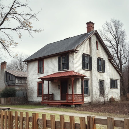 Old wooden house in the middle of a suburban neighborhood in Pennsylvania.の素材