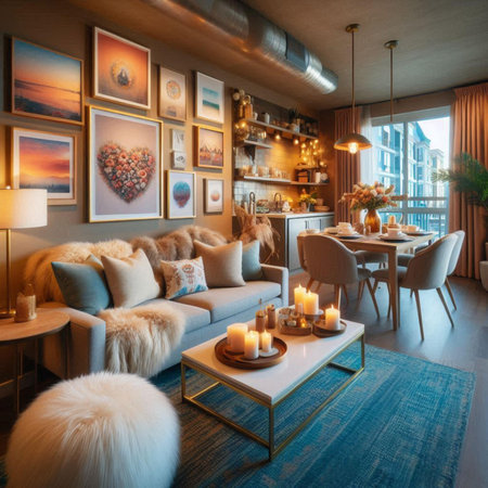 Luxury living room interior with furniture. 3D render.の素材