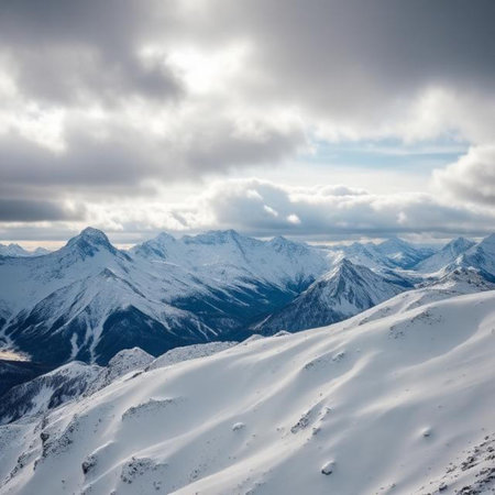 Beautiful winter mountains landscape. Caucasus Mountains, Georgia, ski resort Gudauri.の素材